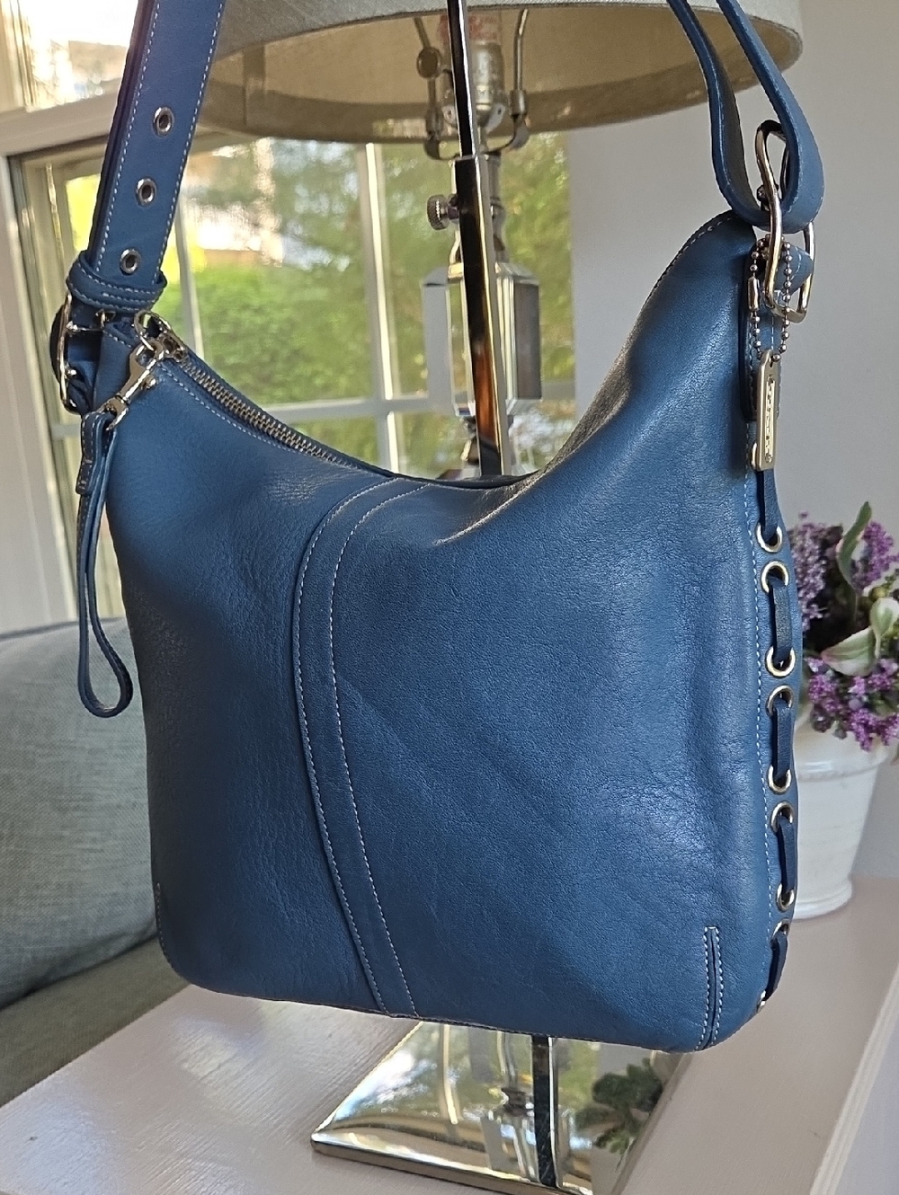 COACH Pool Blue 2004 Legacy Slim Duffle Convertible Crossbody Bag